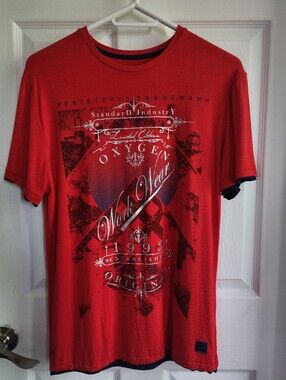 Rare Vintage Oxygen Men's Red Graphic Crewneck T-Shirt Limited Edition / 100108